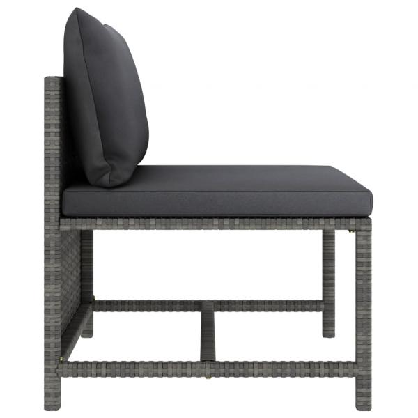 Modulares Mittelsofa mit Kissen Grau Poly Rattan