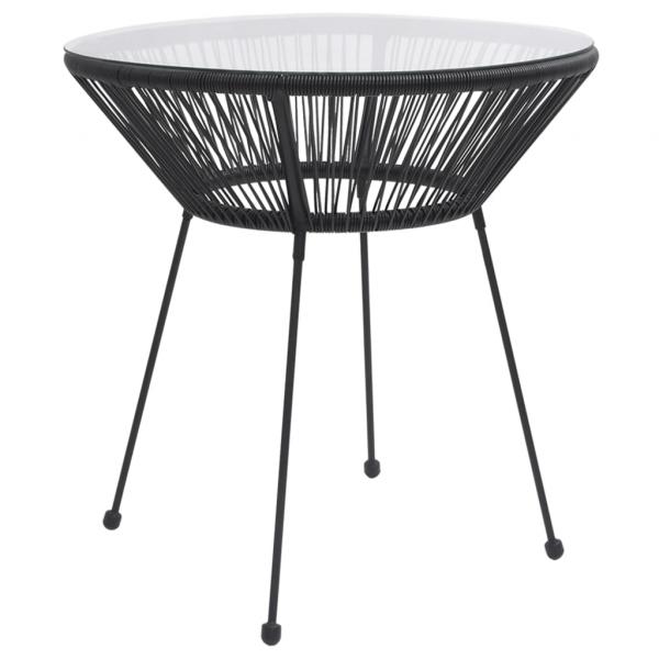 ARDEBO.de - Garten-Esstisch Schwarz Ø70x74 cm Rattan und Glas