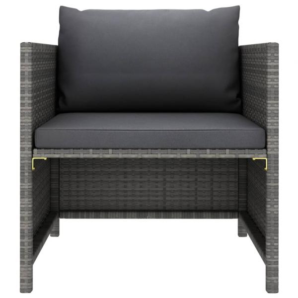 Gartensofa mit Kissen Grau Poly Rattan