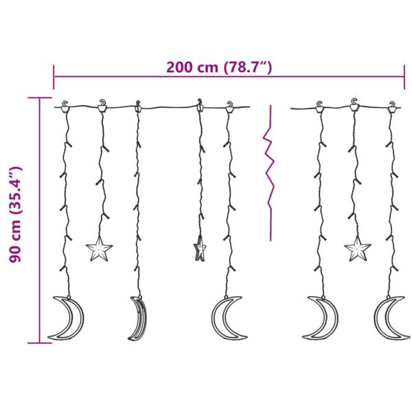 Lichterketten Stern und Mond Fernbedienung 138 LEDs Kaltweiß