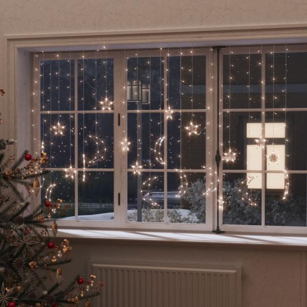 ARDEBO.de - Lichterketten Stern und Mond Fernbedienung 345 LEDs Warmweiß