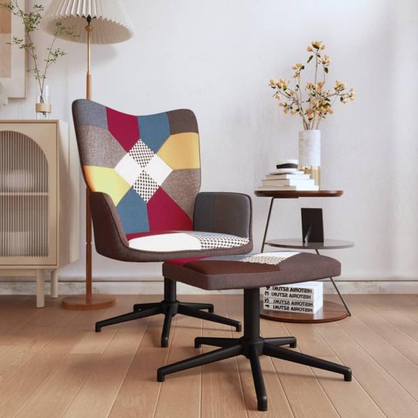 ARDEBO.de - Relaxsessel mit Hocker Patchwork Stoff