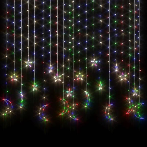 Lichterketten Stern und Mond Fernbedienung 345 LED Bunt