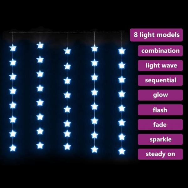 LED Sternenvorhang Lichterkette 200 LED Blau 8 Funktionen