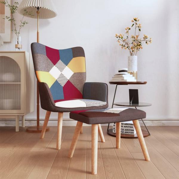 ARDEBO.de - Relaxsessel mit Hocker Patchwork Stoff