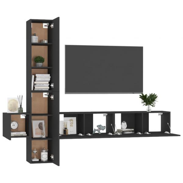 5-tlg. TV-Schrank-Set Schwarz Holzwerkstoff