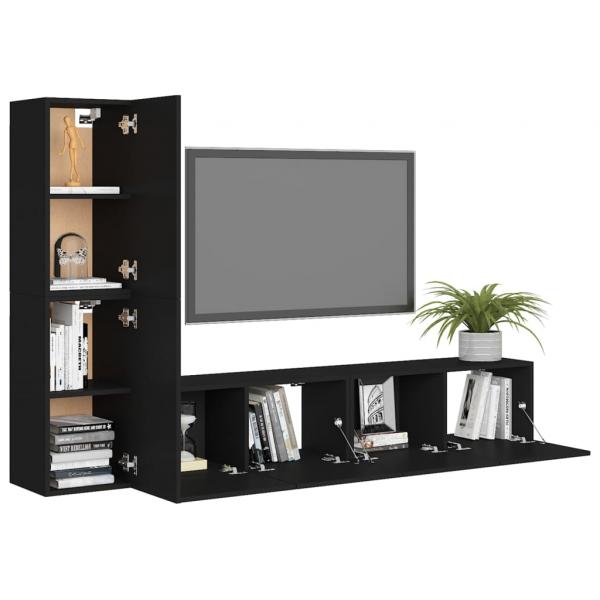 4-tlg. TV-Schrank-Set Schwarz Holzwerkstoff