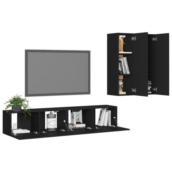 4-tlg. TV-Schrank-Set Schwarz Holzwerkstoff