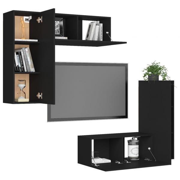 4-tlg. TV-Schrank-Set Schwarz Holzwerkstoff