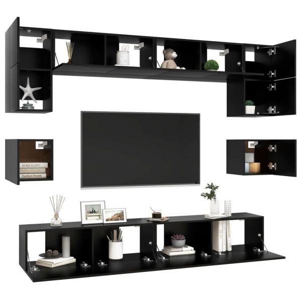 8-tlg. TV-Schrank-Set Schwarz Holzwerkstoff