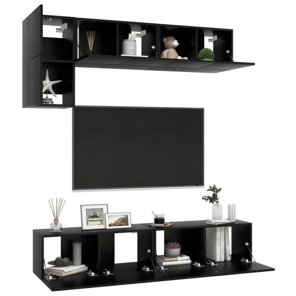 5-tlg. TV-Schrank-Set Schwarz Holzwerkstoff