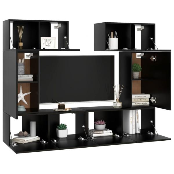 6-tlg. TV-Schrank-Set Schwarz Holzwerkstoff