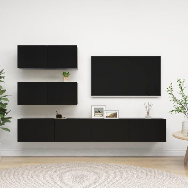 ARDEBO.de - 4-tlg. TV-Schrank-Set Schwarz Holzwerkstoff