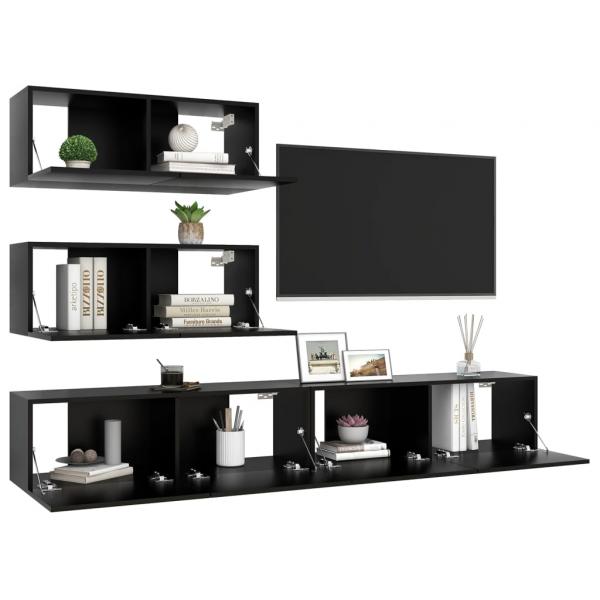 4-tlg. TV-Schrank-Set Schwarz Holzwerkstoff