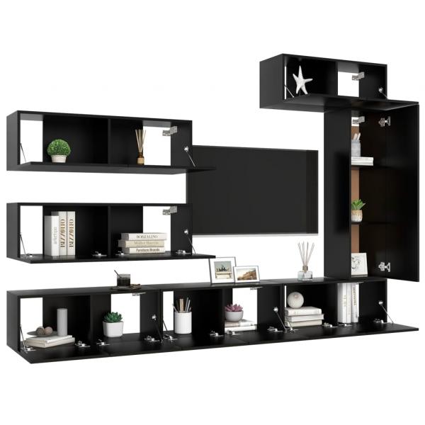 7-tlg. TV-Schrank-Set Schwarz Holzwerkstoff