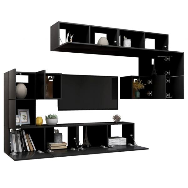 8-tlg. TV-Schrank-Set Schwarz Holzwerkstoff