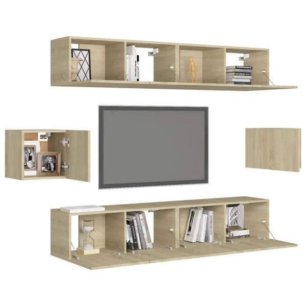 6-tlg. TV-Schrank-Set Sonoma-Eiche Holzwerkstoff