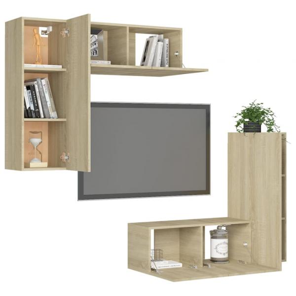 4-tlg. TV-Schrank-Set Sonoma-Eiche Holzwerkstoff