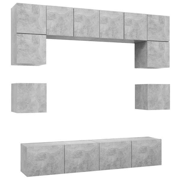 8-tlg. TV-Schrank-Set Betongrau Holzwerkstoff