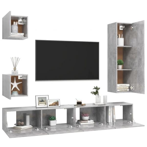 5-tlg. TV-Schrank-Set Betongrau Holzwerkstoff