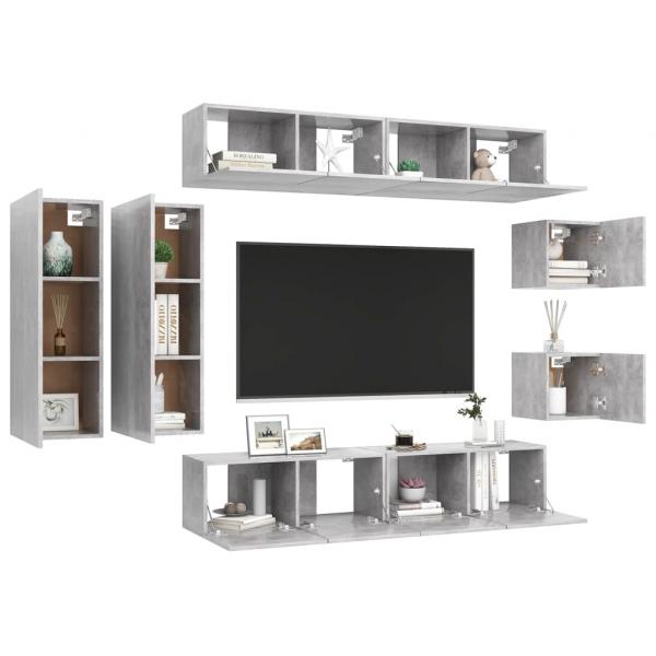 8-tlg. TV-Schrank-Set Betongrau Holzwerkstoff