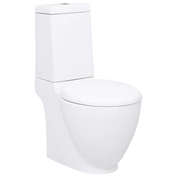 ARDEBO.de - WC Keramik-Toilette Badezimmer Rund Senkrechter Abgang Weiß