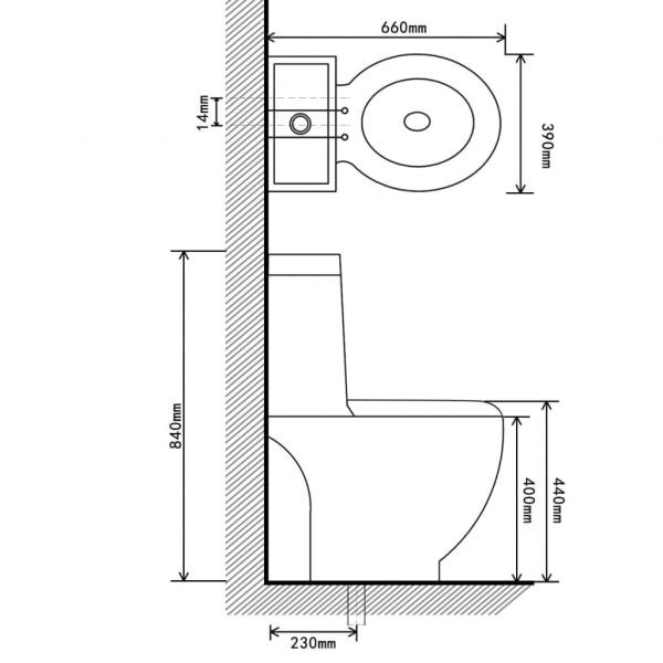 WC Keramik-Toilette Badezimmer Rund Senkrechter Abgang Schwarz 