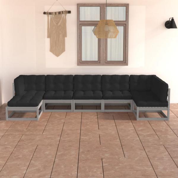 ARDEBO.de - 7-tlg. Garten-Lounge-Set mit Kissen Massivholz Kiefer