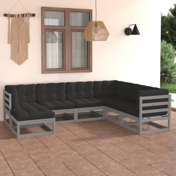 ARDEBO.de - 7-tlg. Garten-Lounge-Set mit Kissen Massivholz Kiefer