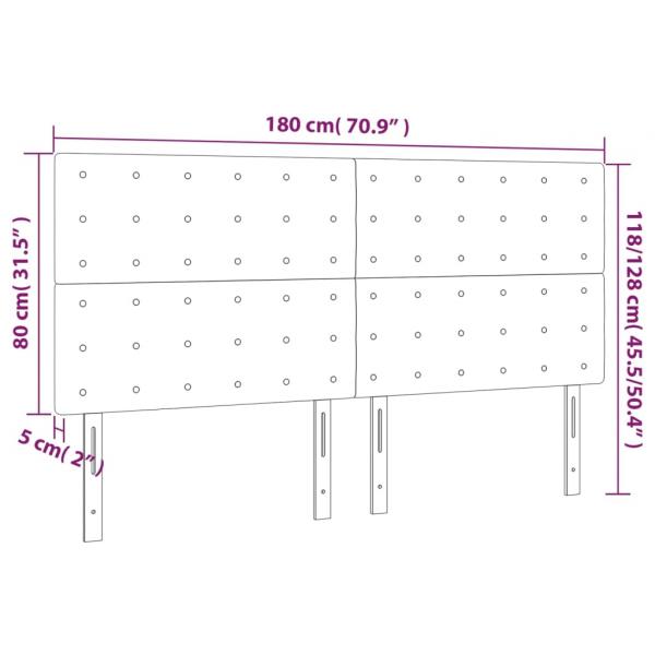 Kopfteile 4 Stk. Hellgrau 90x5x78/88 cm Stoff