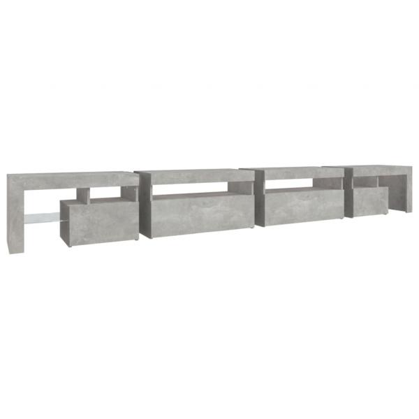 TV-Schrank mit LED-Leuchten Betongrau 290x36,5x40 cm