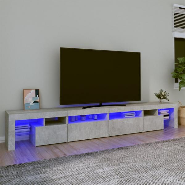 ARDEBO.de - TV-Schrank mit LED-Leuchten Betongrau 260x36,5x40 cm