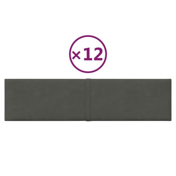 Wandpaneele 12 Stk. Dunkelgrau 60x15 cm Samt 1,08 m²