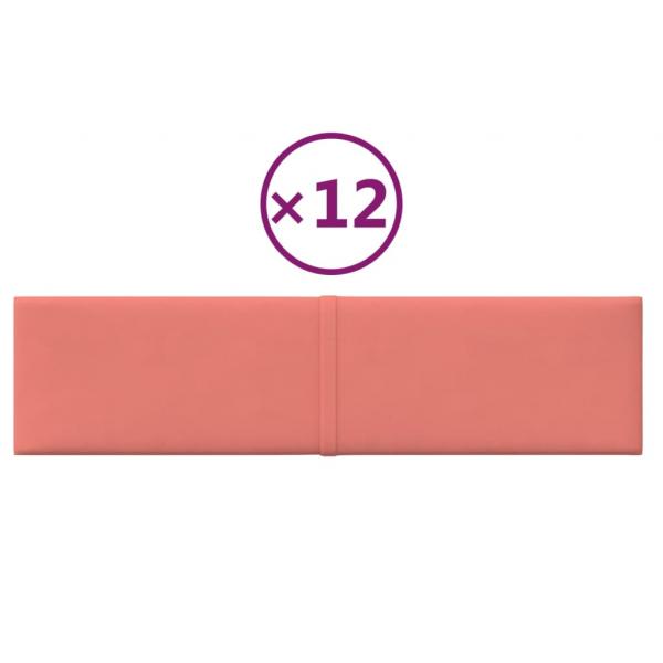 Wandpaneele 12 Stk. Rosa 60x15 cm Samt 1,08 m²