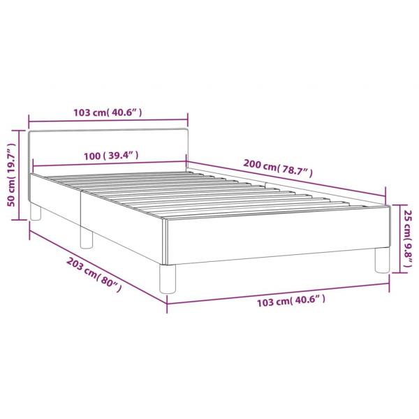 Bettgestell mit Kopfteil Weiß 100x200 cm Kunstleder