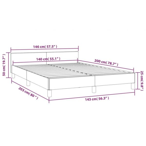 Bettgestell mit Kopfteil Cappuccino-Braun 140x200 cm Kunstleder