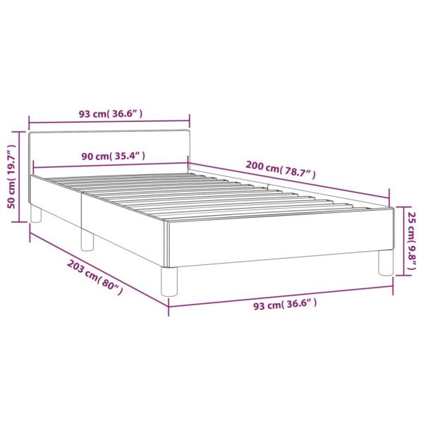 Bettgestell mit Kopfteil Dunkelgrau 90x200 cm Samt