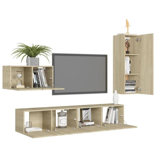 4-tlg. TV-Schrank-Set Sonoma-Eiche Holzwerkstoff