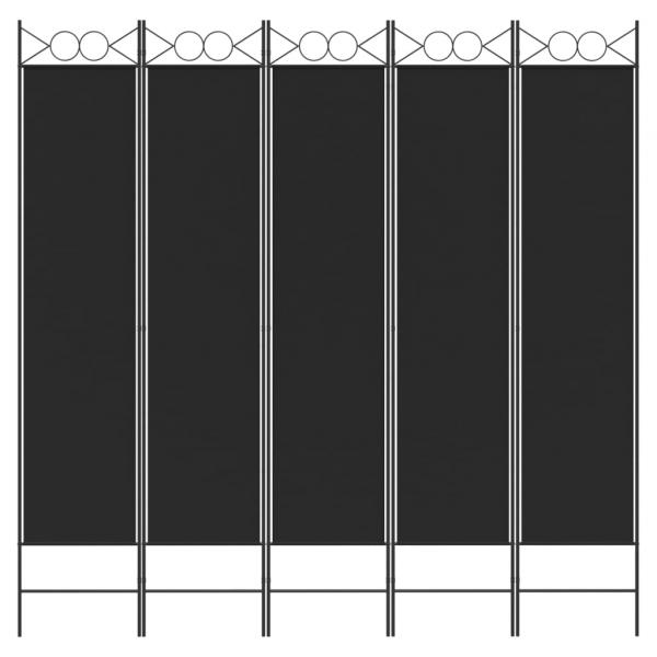 5-tlg. Paravent Schwarz 200x200 cm Stoff