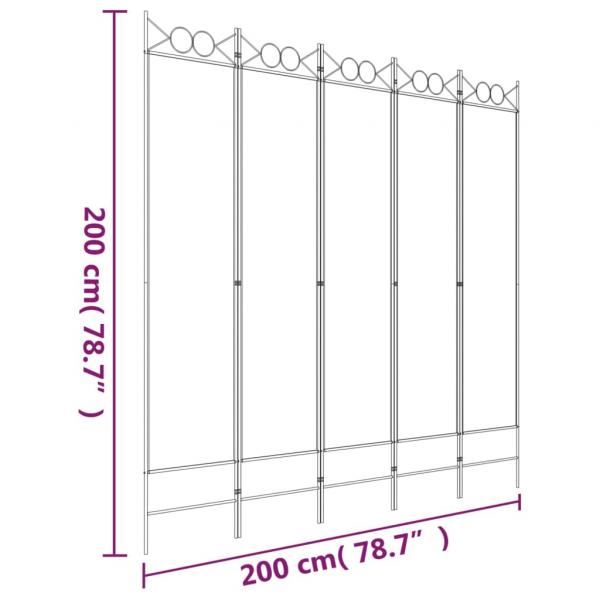 5-tlg. Paravent Schwarz 200x200 cm Stoff