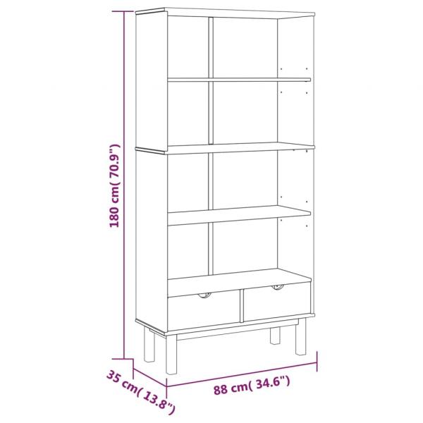 Bücherregal OTTA mit 2 Schubladen Braun Massivholz Kiefer