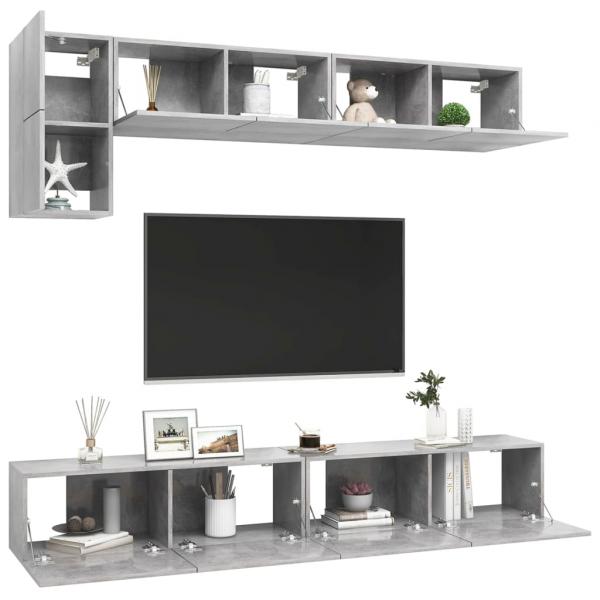 5-tlg. TV-Schrank-Set Betongrau Holzwerkstoff