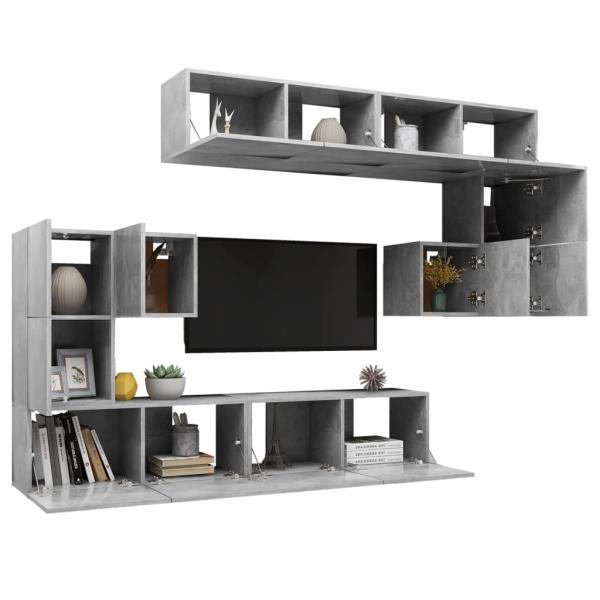 8-tlg. TV-Schrank-Set Betongrau Holzwerkstoff