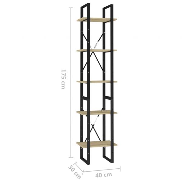 Bücherregal 5 Fächer Sonoma-Eiche 40x30x175 cm Holzwerkstoff