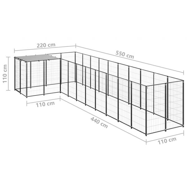 Hundezwinger Schwarz 7,26 m² Stahl  