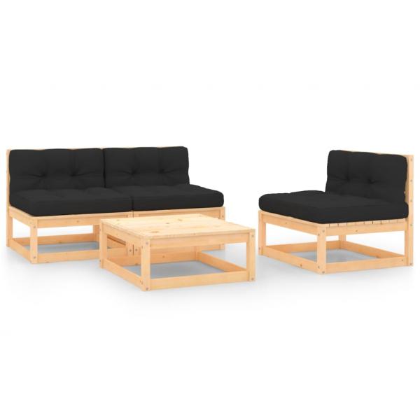 ARDEBO.de - 6-tlg. Garten-Lounge-Set mit Kissen Massivholz Kiefer