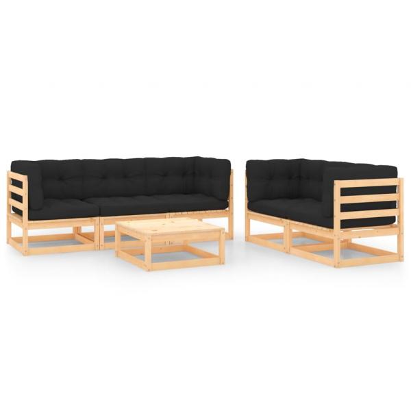 ARDEBO.de - 6-tlg. Garten-Lounge-Set mit Kissen Massivholz Kiefer