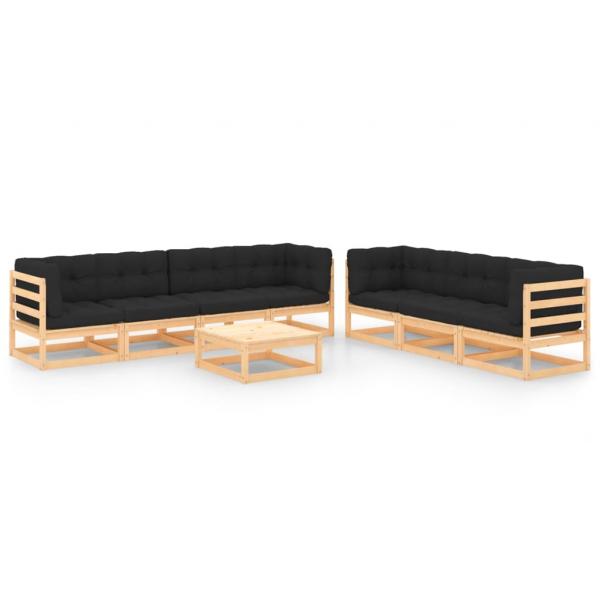 ARDEBO.de - 8-tlg. Garten-Lounge-Set mit Kissen Massivholz Kiefer