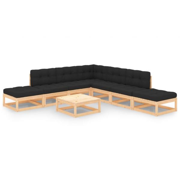 ARDEBO.de - 8-tlg. Garten-Lounge-Set mit Kissen Massivholz Kiefer