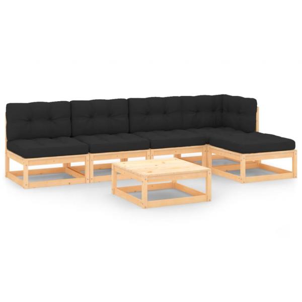 ARDEBO.de - 6-tlg. Garten-Lounge-Set mit Kissen Massivholz Kiefer